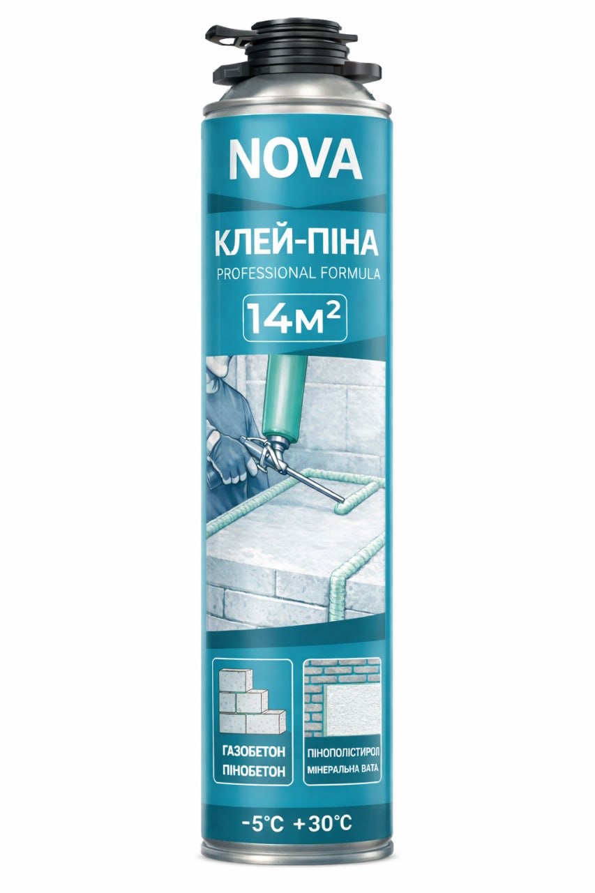 Клей-піна для полістеролу та пінобетону 860мл NOVA